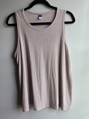 Old Navy Womens Large Luxe Ribbed-Knit Swing Tank Top In Beige Tan
